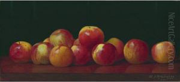 Apples On A Tabletop Oil Painting by William Joseph Mccloskey