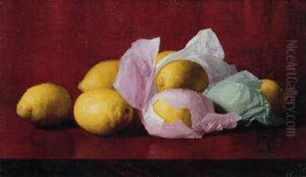 Wrapped Lemons Oil Painting by William Joseph Mccloskey