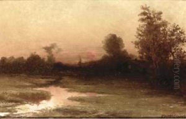 Sunset Oil Painting by E.H. Mccloud