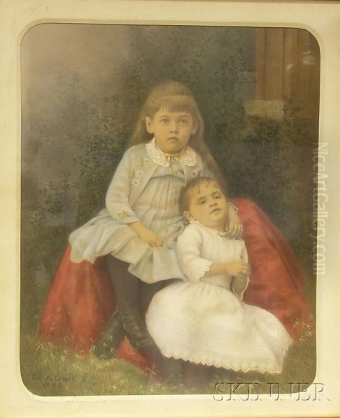 Portrait Of Two Young Siblings. Oil Painting by George Mcconnell