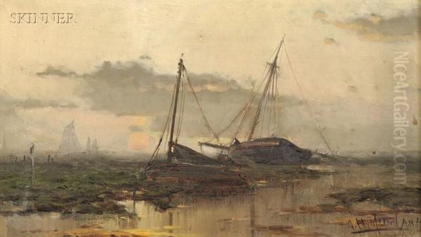 Boats At Low Tide Oil Painting by George Herbert McCord