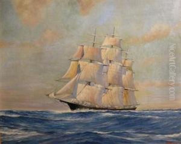 Clipper Ship Oil Painting by Arthur David Mccormick