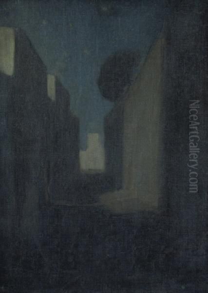 Street In Tangiers, Moonlight Oil Painting by Mary Mccrossan