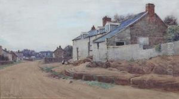 Burton Village, Near Cheshire Oil Painting by John Mcdougal