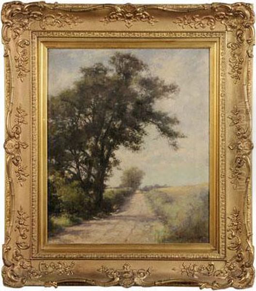 A Country Lane Oil Painting by Norman M. Mcdougall