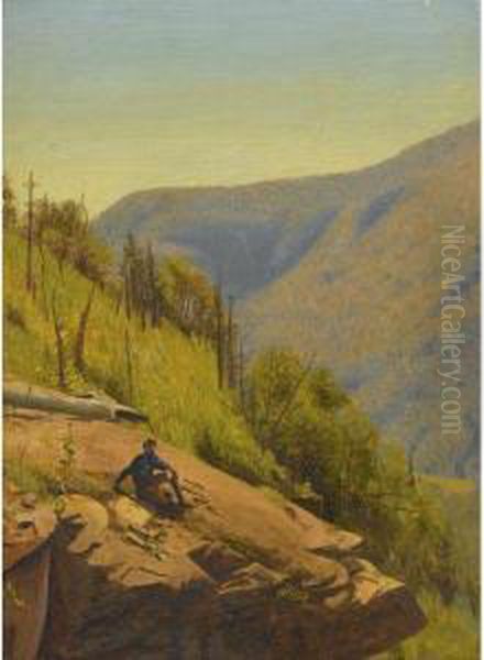 Summer In The Hills: Two Paintings Oil Painting by Jervis McEntee