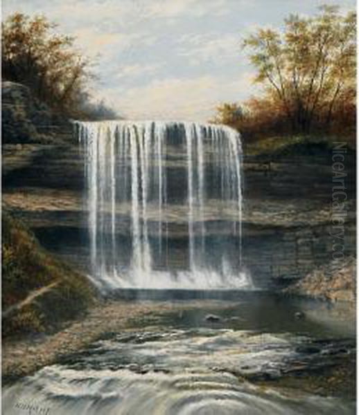 The Waterfall In Erindale, Ont. Oil Painting by Henry Nesbitt Mcevoy