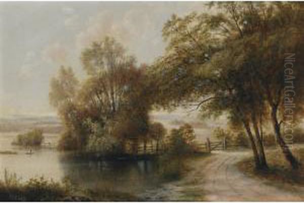 A Riverside Path Oil Painting by Henry Nesbitt Mcevoy