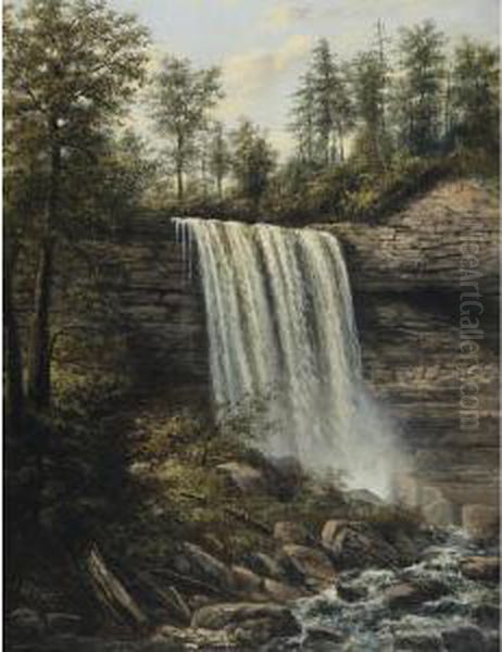 Webster Falls, Dundas, Ontario Oil Painting by Henry Nesbitt Mcevoy