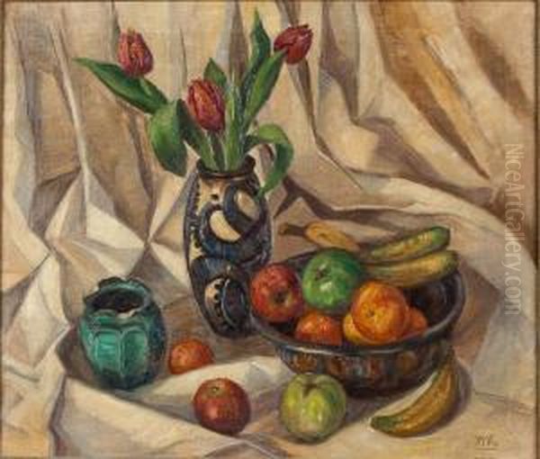 Modernist Still Life With Flowers And Pottery by Henry Lee Mcfee