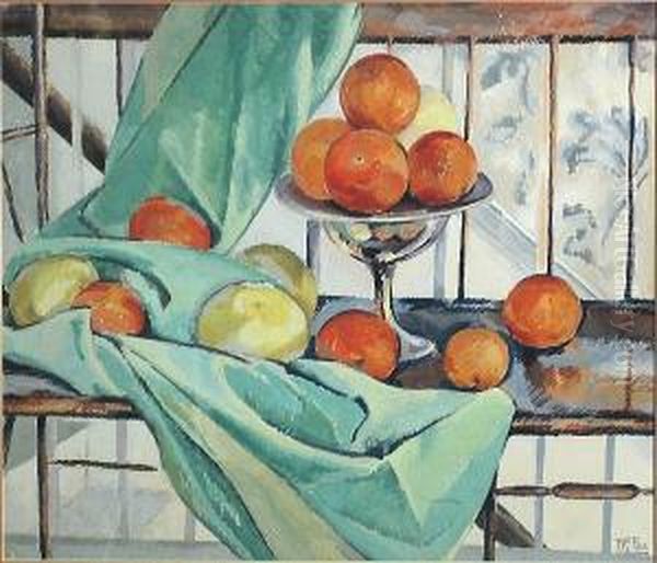 A Still Life With Oranges And A Green Cloth Oil Painting by Henry Lee Mcfee