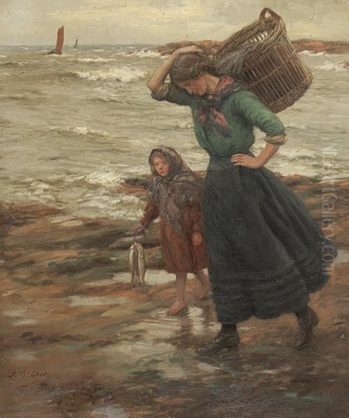 East Neuk Fisher Girls Oil Painting by John Mcghie