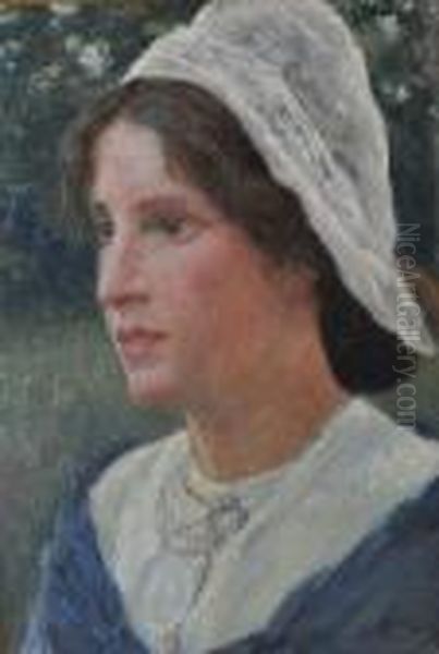 Portrait Of A Lady In A White Bonnet Oil Painting by John Mcghie