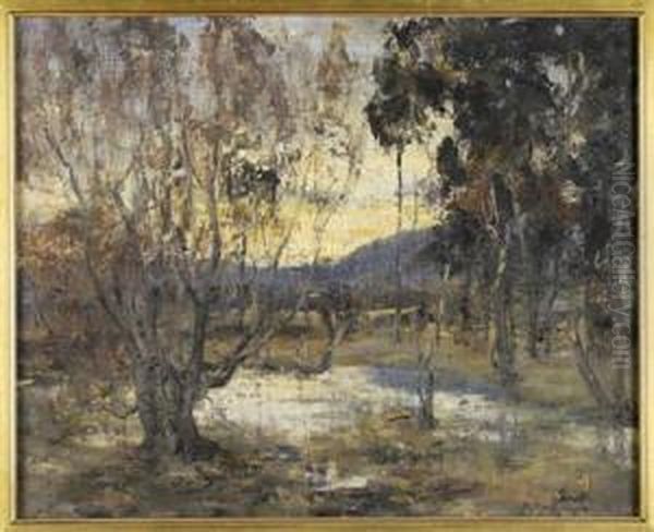 A Woodland Pool At Sunset Oil Painting by Harry Mcgregor