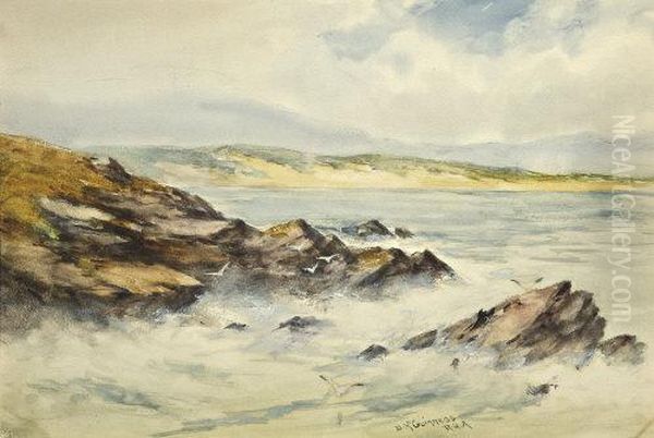 Coastal Landscape With Rocky Outcrop Oil Painting by William Bingham McGuinness