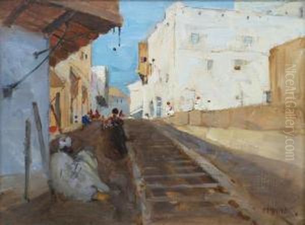 Moroccan Street Scene Oil Painting by William Beckwith Mcinnes