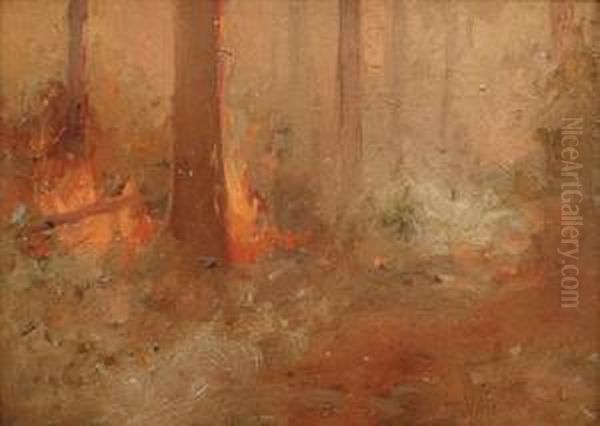 Burning Landscape Oil Painting by William Beckwith Mcinnes