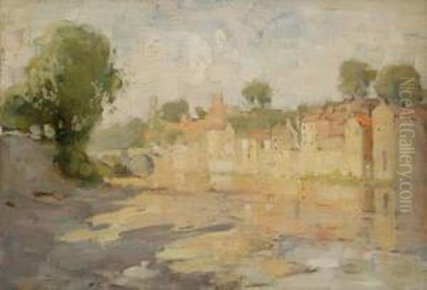 French Riverscape Oil Painting by William Beckwith Mcinnes