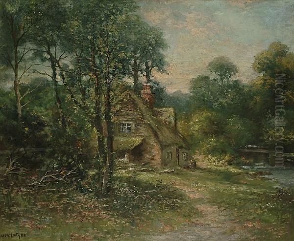 A Cottage By A River Oil Painting by Joseph Wrightson McIntyre