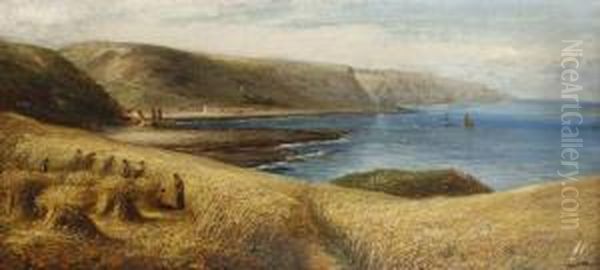 Cornfields On The Berwick Coast Oil Painting by Joseph Wrightson McIntyre