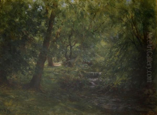 A Waterfall In A Woodland Glade Oil Painting by William Darling McKay