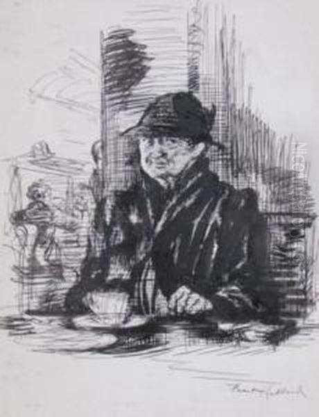 Portrait Of Man Seated At Coffee Shop Oil Painting by Frank Mckinney Hubbard