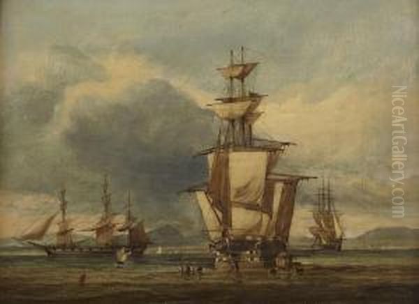 The Battle Squadron In Leith Roads Oil Painting by John Watson Mclea