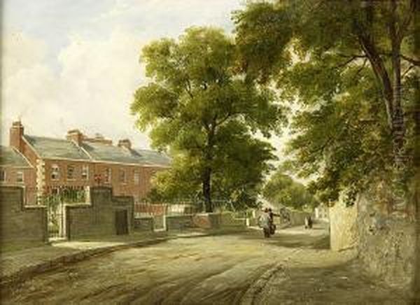 A North Edinburgh Street Scene, Possibly Restalrig Oil Painting by John Watson Mclea