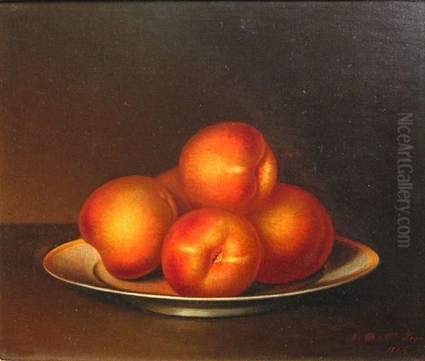 Still Life With Peaches Oil Painting by A.M. Mclean