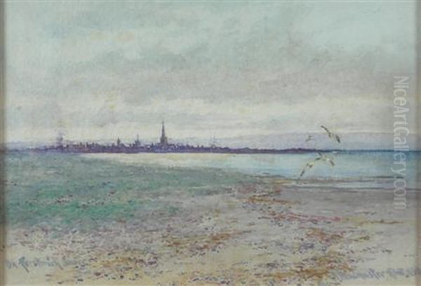 On Prestwick Shore Oil Painting by James MacMaster