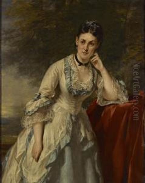 Three Quarter Length Portrait Of Mrs David Jeffrey Oil Painting by Daniel Macnee