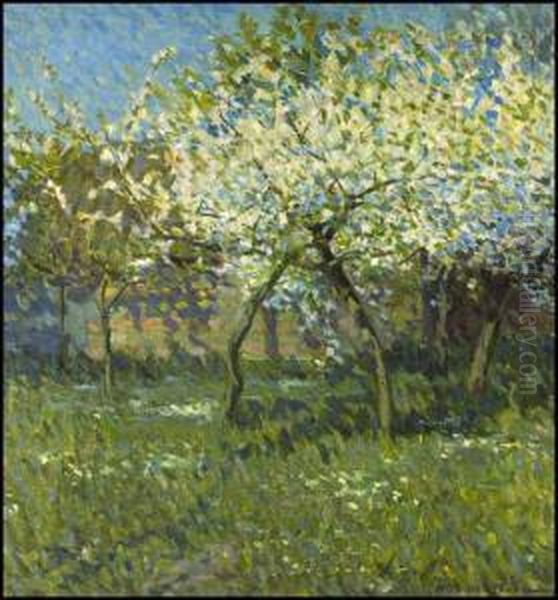 Orchard Oil Painting by Helen Galloway Mcnicoll