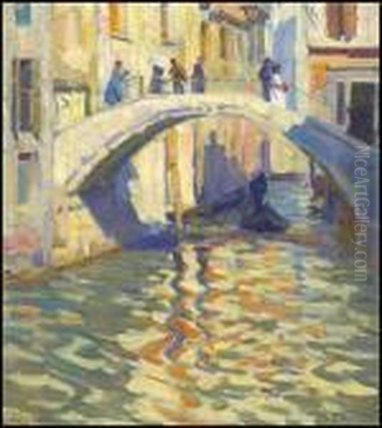 The Foot Bridge, Venice Oil Painting by Helen Galloway Mcnicoll