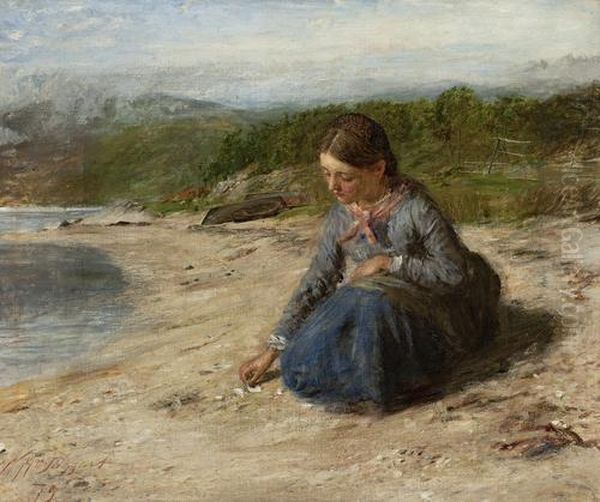 Girl Playing With Sea-shells Oil Painting by William McTaggart