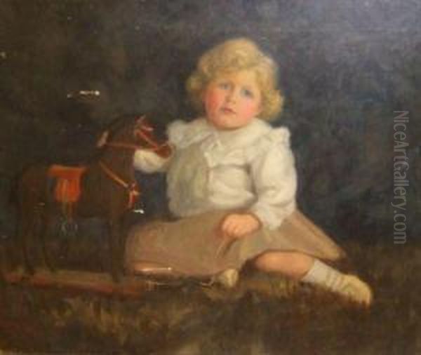 Young Girl Withtoy Horse Oil Painting by Rose Mead