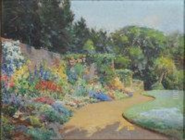 Cornish Garden In Bloom Oil Painting by Arthur Meade