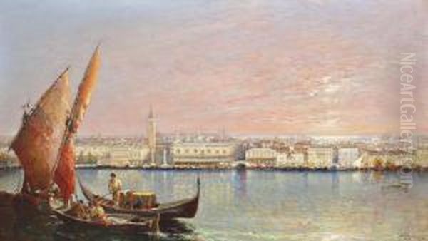 Venetian Panorama Oil Painting by Arthur Joseph Meadows