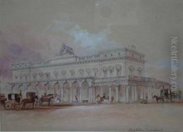 Brighton Rail Terminus Oil Painting by Joseph Kenny Meadows