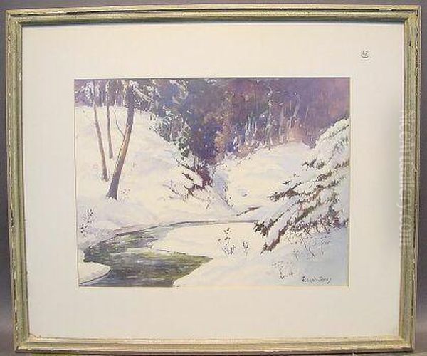 Winter Brook Oil Painting by Joseph Kenny Meadows