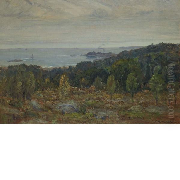 Coastal Landscape, New England Oil Painting by Lewis Henry Meakin