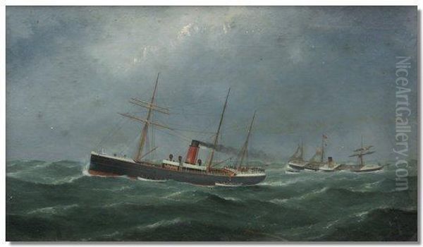 The Sinking Of The Alabama Oil Painting by George Mears