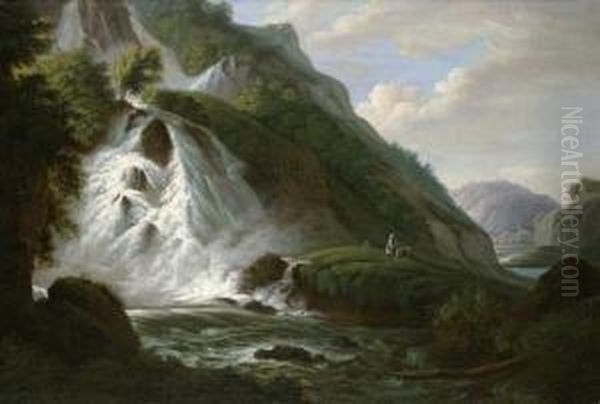 Der Unterste Reichenbachfall Oil Painting by Jacob Wilhelm Mechau