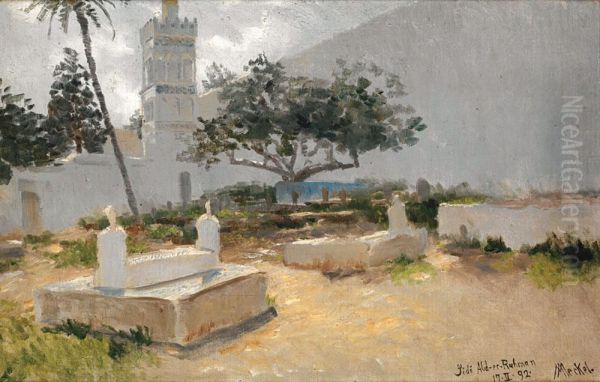 Vue De La Mosquee Sidi Abderrahman Oil Painting by Adolf von Meckel