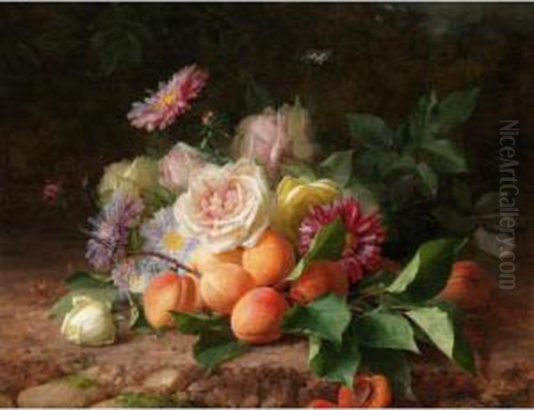 Still Life Of Flowers Oil Painting by Jules Ferdinand Medard