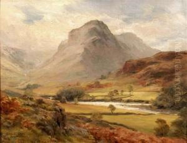 Eagle Crag, Borrowdale Oil Painting by William J. Medcalf