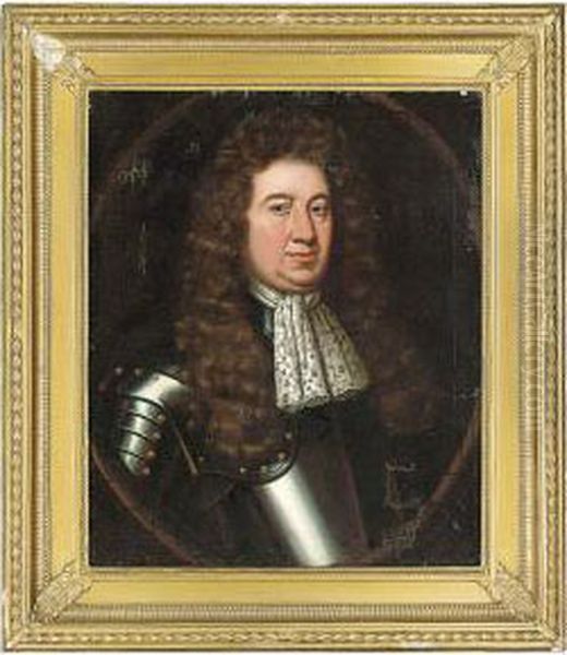 Portrait Of A Gentleman, Bust-length, In Armour Oil Painting by Sir John Baptist de Medina