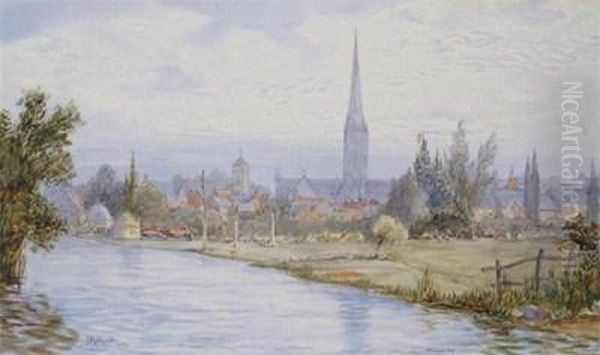 Salisbury Oil Painting by Hubert James Medlycott