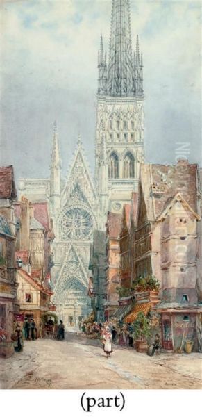 View Of Rouen Cathedral Oil Painting by Hubert James Medlycott