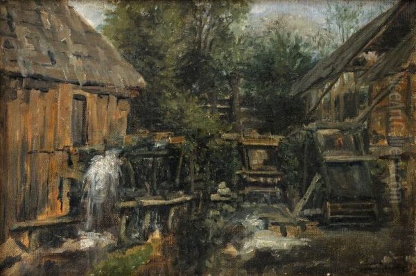 Pri Vodnom Mlyne Oil Painting by Ladislav Mednyanszky