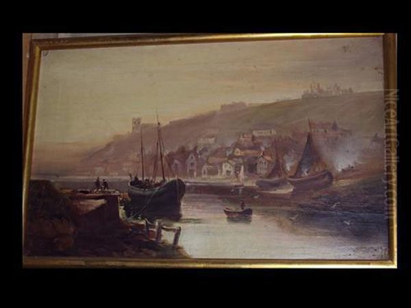 Harbour At Dusk Oil Painting by Walter Meegan